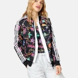 Adidas Track Jacket “Poisonous Garden” Black Floral Print Size Medium